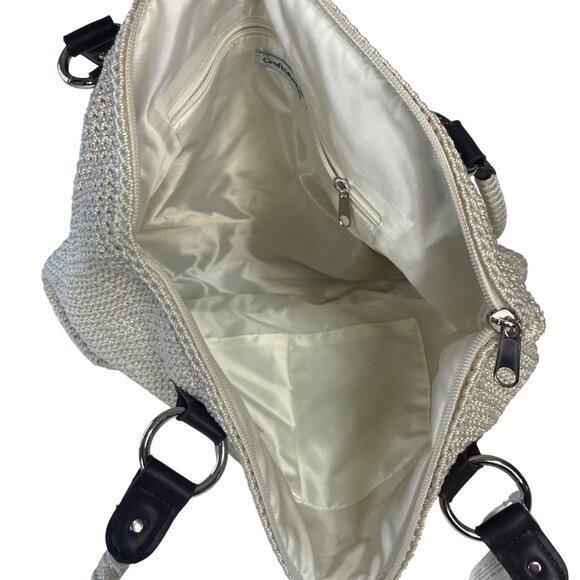 Croft & Barrow Purse Tote Bag Natural Woven Dual Handles Zipper Cream New - Picture 5 of 9